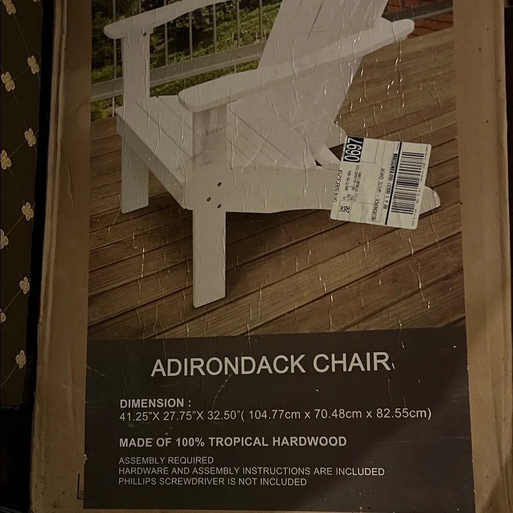 Adirondack Chair - White Hardwood Outdoor Accent - Picture 4 of 8